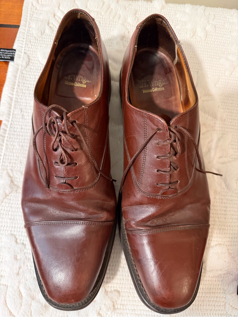 K.I. Wright Brown Leather Cap Toe Oxford Dress Shoes Made in England